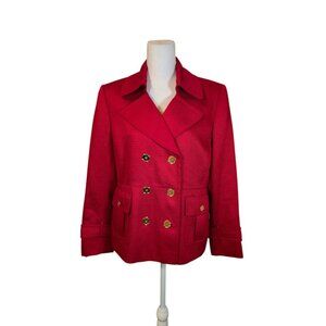 Tahari Red Blazer Women Size 14 Petite Preppy Holiday Career Festive